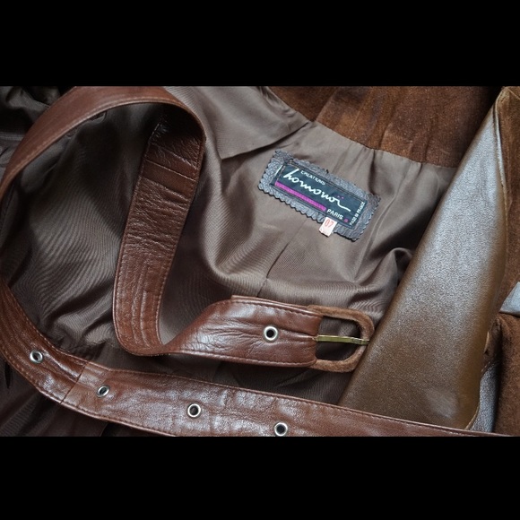 1980s Vintage Rich Brown Suede and Leather Statement Dress with Pockets - Picture 7 of 7